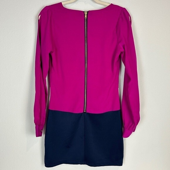 GB Gianni Bini Open Sleeve Mini Dress Hot Pink Colorblock 3 - Picture 5 of 9